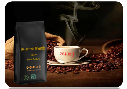 Belgravia Latino Premium Blended, Rain-Forest Alliance Coffee Beans 1kg, 100% Arabica