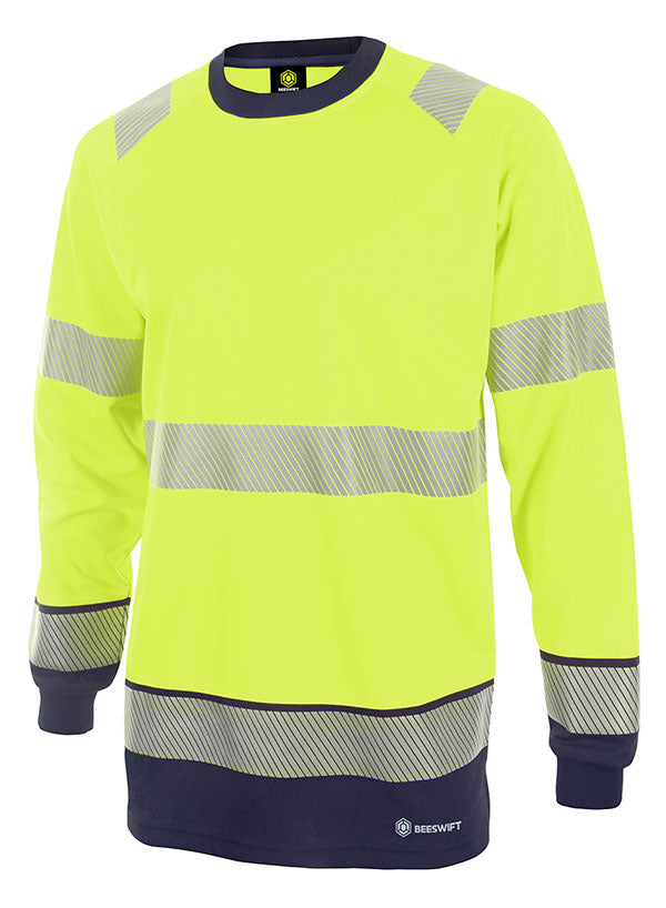 Beeswift Deltic Hi-Vis Two-Tone Long Sleeve T-Shirt - {ALL COLOURS / SIZES}