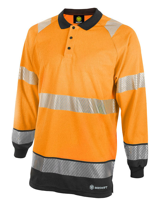 Beeswift Deltic Hi-vis Two Tone Long Sleeve Polo Shirt - {ALL COLOURS / SIZES}