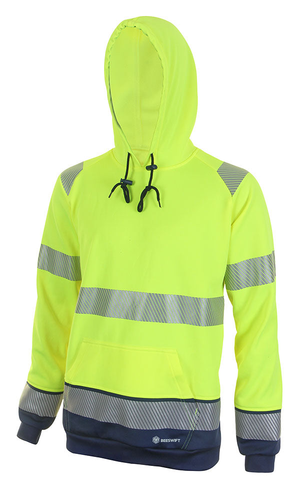 Beeswift Two Tone Pull-On Hoody Hi Visibility, Saturn Yellow & Navy Blue. {All Sizes}