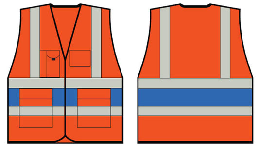 Orange Executive Vest With Royal Blue Band Sml