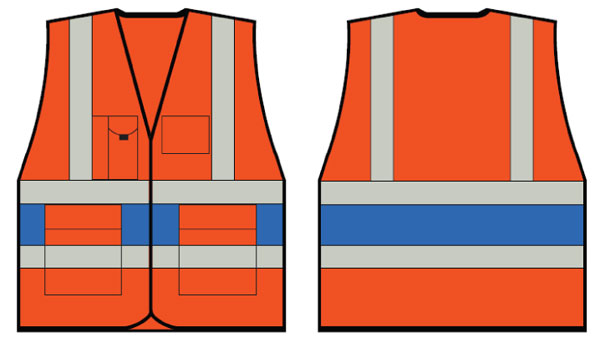 Orange Executive Vest With Royal Blue Band Med