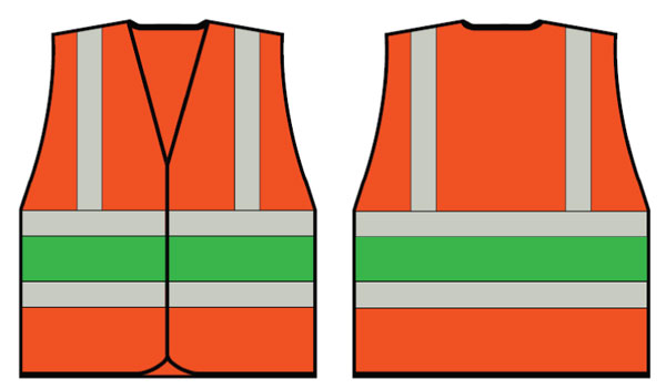 Orange Wceng Vest With Green Band XL