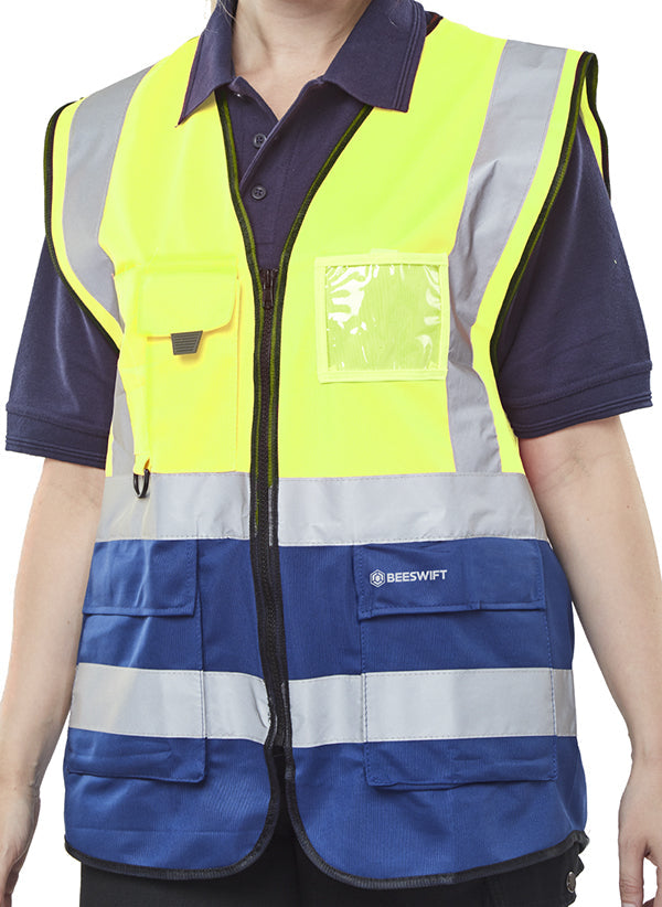 Beeswift Hi-Vis Two Tone Executive ID Vest - {ALL COLOURS / SIZES}