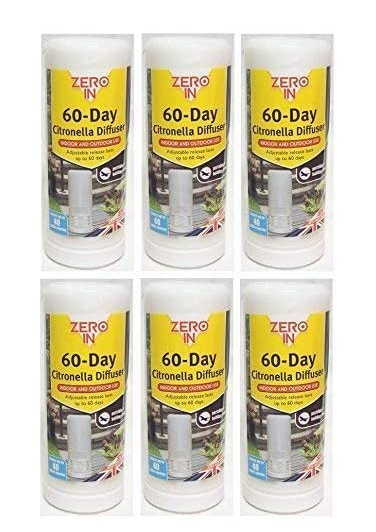 Zero In 60-Day Citronella Diffuser, Portable Insect Control 40m {6 Pack Offer}