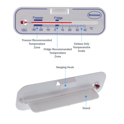 Brannan Horizontal fridge or freezer thermometers – standard design