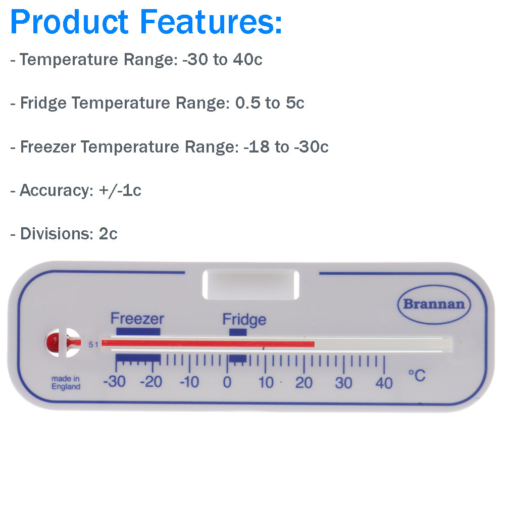 Brannan Horizontal fridge or freezer thermometers – standard design