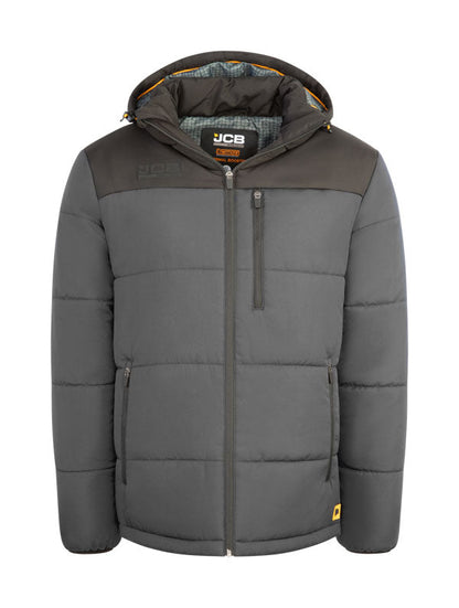 Jcb Unisex Padded Jacket With Hood Grey/Black ALL SIZES