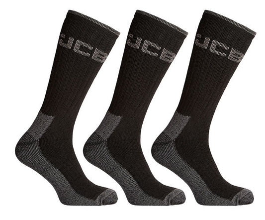 JCB Workwear Heavy Duty Work Socks Black 6-11 Box 3's