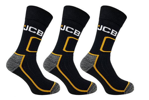 JCB Workwear Shin Protect Work Socks Black 6-11 Box 3's