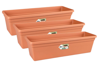 Elho Greens Basics Trough Large 60cm TERRACOTTA | 3 Pack Bundle