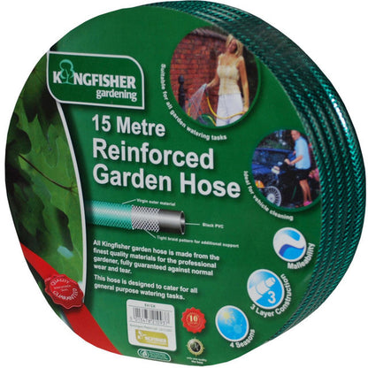 Kingfisher Garden Hose | Reinforced Reel | 15m Length | 3 Layered Construction