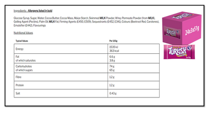 Fry's Turkish Delight | Classic Rose-Flavoured Chocolate Treats with Soft Jelly Centre | 24x3x51g