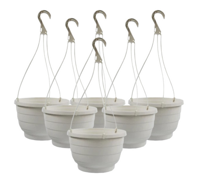 Fixtures White Garden Hanging Basket 25cm x 16cm | 6 Pack Bundle