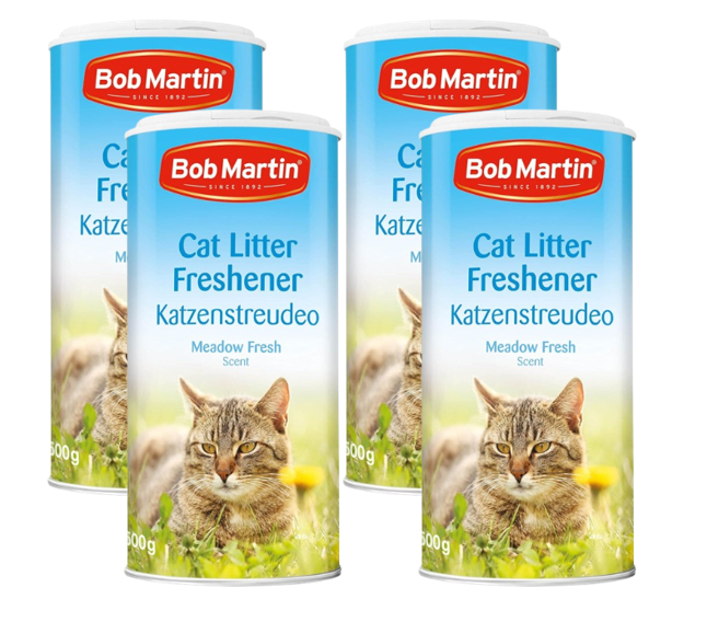 Bob Martin Cat Litter Freshener Powder, Meadow Fresh Scent 500g | 4 Pack Bundle