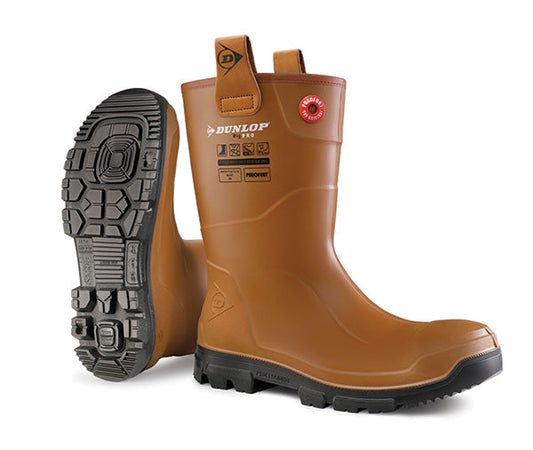 Dunlop Purofort Rigpro Full Safety Boots Fur Lined Tan 07