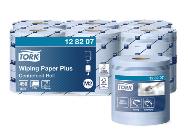 Tork M2 Wiping Paper Centrefeed Roll 2Ply Blue 6's {128207}