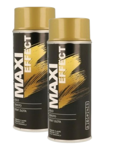 MAXI EFFECT Quick Drying Spray Paint Metallic Gold 2 x 400ml