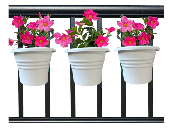 Fixtures Hang Easy Single Eco Planter | Fence or Balcony Hook on Planters | Pale Grey