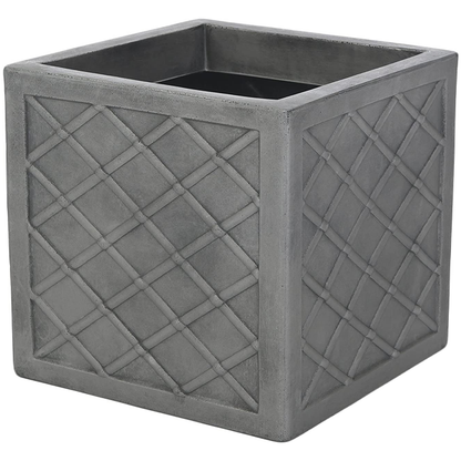 Strata Lazio Square Plastic Planter Plant Pot Grey 38cm