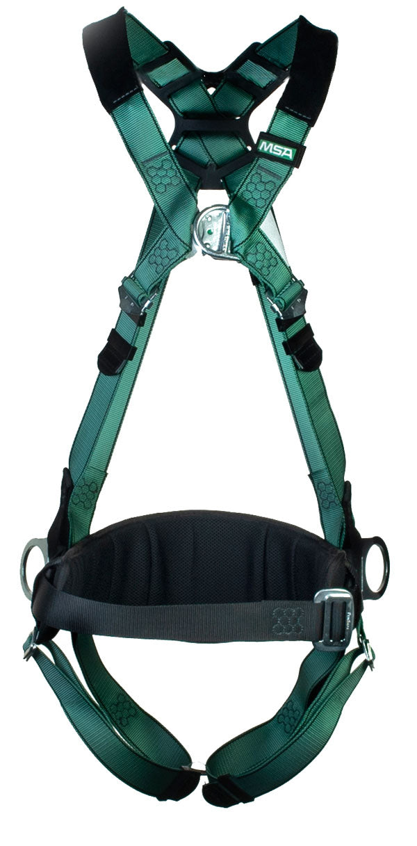 Msa XL V-Form Back/Chest/Hip D-Ring Qf Harness W/Waist Belt Green XL