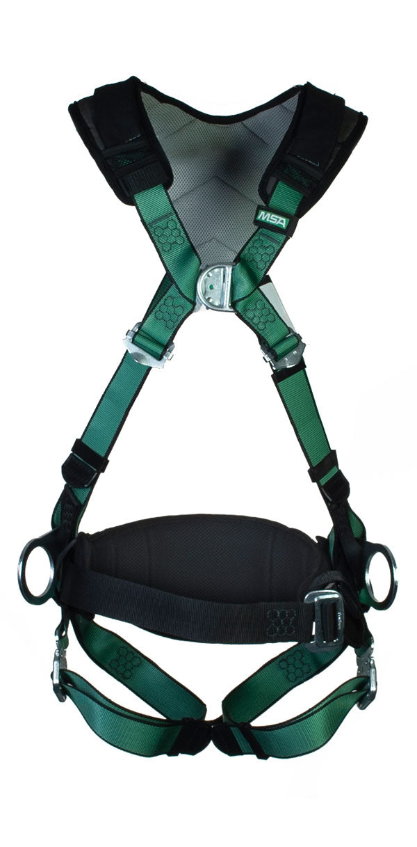 Msa XS V-Form Back/Chest/Hip D-Ring Bayonet Harness W/W Belt Green XS