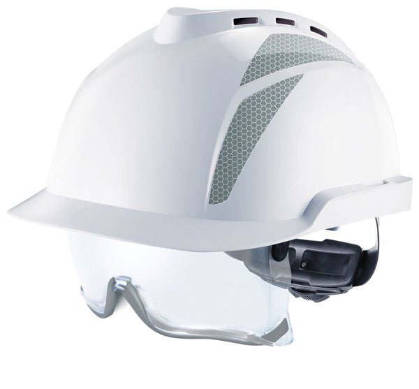 MSA V-Gard 930 Vented Safety Helmet with Integrated Eye Protection - {ALL COLOURS / SIZES}