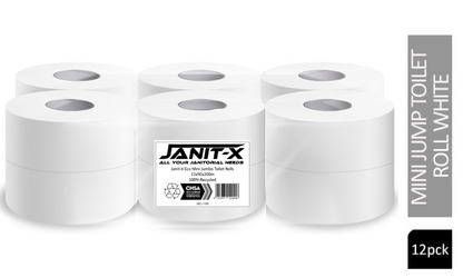Janit-X Eco Mini Jumbo 100% Recycled 2Ply Toilet Rolls 12 x 200m, CHSA Accredited