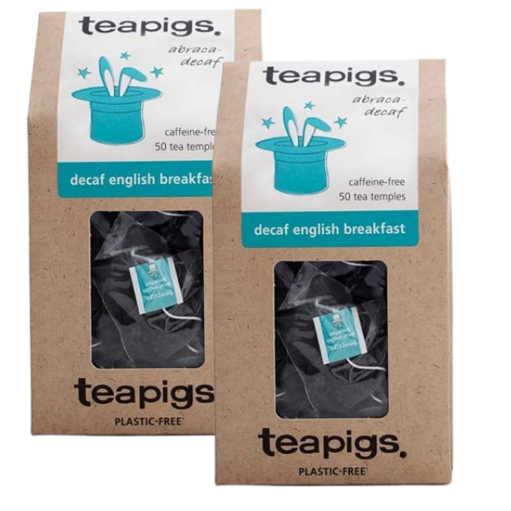Teapigs English Breakfast Decaf Whole Leaf Tea Temples Bags | 2 x 50's Bundle
