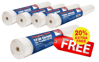 SupaDec Lining Paper 1000 Grade | 10m Plus 20% Free | 5 Roll Bundle