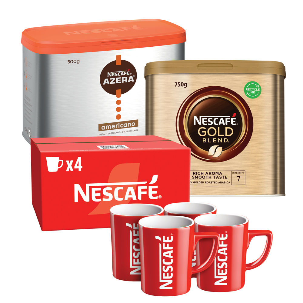 Nescafe Gold Blend Coffee 750g & Azera Coffee 500g + FREE Set of Nescafe Brand Mugs