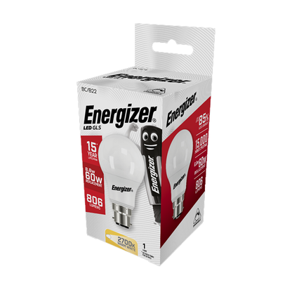 Energizer BC/B22 GLS 8.8/60W 2700k | Warm White LED Bulb | 5 Pack +1 Free