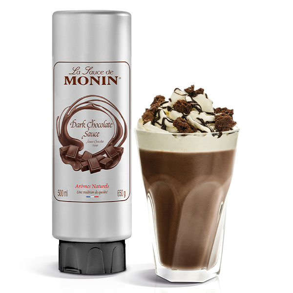 MONIN Premium Dark Chocolate Sauce 500ml for Frappes, Desserts, Cocktails.