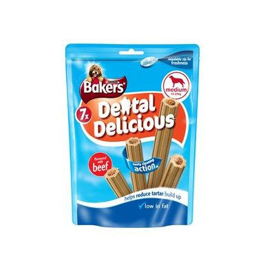 Bakers Dental Delicious Beef 6 x 200g Dog Treats 7 Sticks