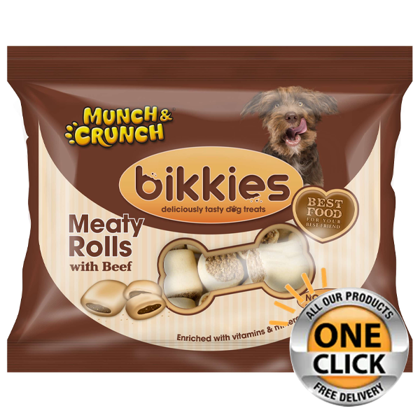 Munch & Crunch Dogs Bikkies Meaty Rolls With Beef 300g