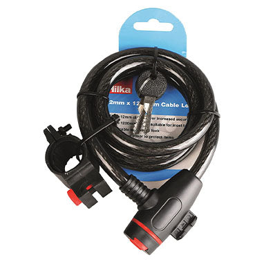 Hilka Tools 89502008 12mm x 1200mm Keyed Cable Lock, Black