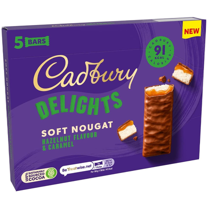 Cadbury Delights Soft Nougat Chocolate Bars 3 BOXES x 5 Bars