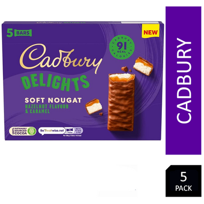 Cadbury Delights Soft Nougat Hazelnut & Caramel Chocolate Pack 5