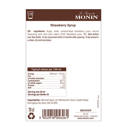 MONIN Strawberry / Fraise Coffee Syrup 700ml (Glass Bottle)