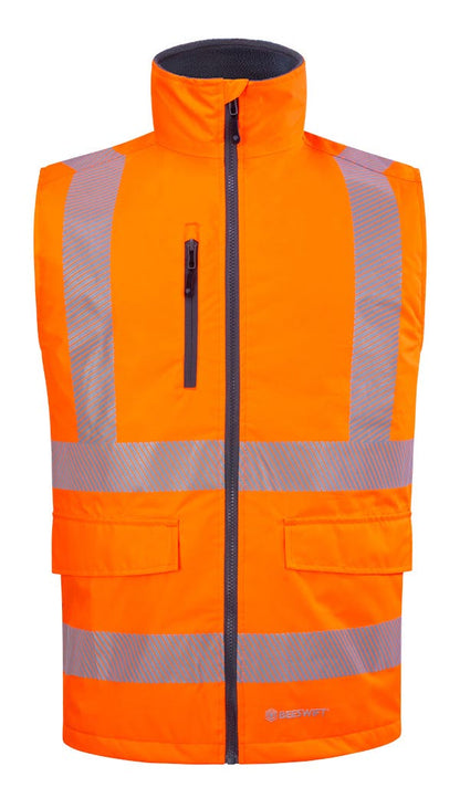 Mens Bodywarmer Fluorescent Orange ALL SIZES