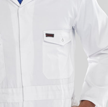 White Pre-Shrunk Boiler Suit  {All Sizes} - UK BUSINESS SUPPLIES