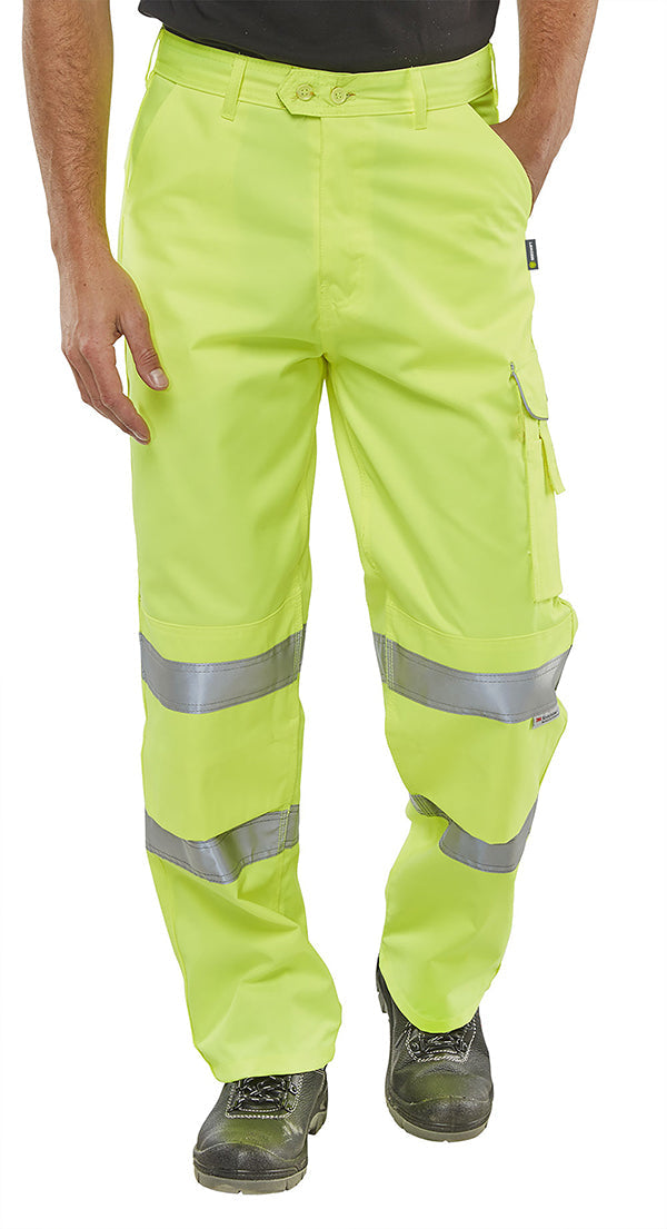 Beeswift Hi-Vis Poly Cotton Trousers - {ALL COLOURS / SIZES}