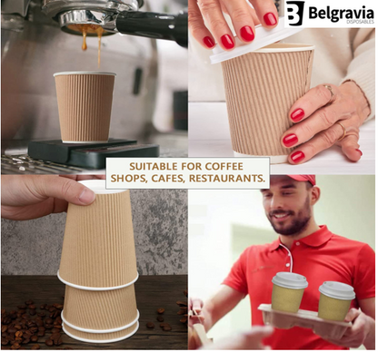 Belgravia 12oz Triple Walled Kraft Ripple Paper Cups {Lower Case Price 2025}
