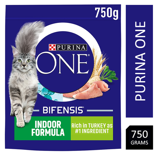 Purina ONE Indoor Dry Cat Food Turkey & Wholegrain 750g