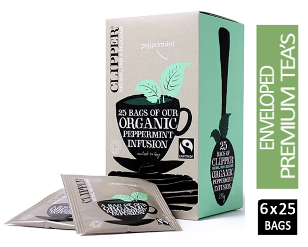 Clipper Fairtrade Organic Peppermint Enveloped Infusion Tea 25