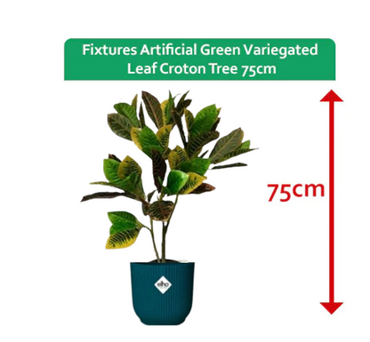 Fixtures Artificial Green Variegated Leaf Croton Tree 75cm