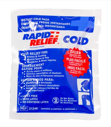 Rapid Relief Instant Cold Pack Smalll 4"X 6"  White 6"