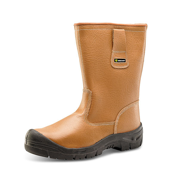 Beeswift Scuff Scap Lined Rigger Boots Tan 10