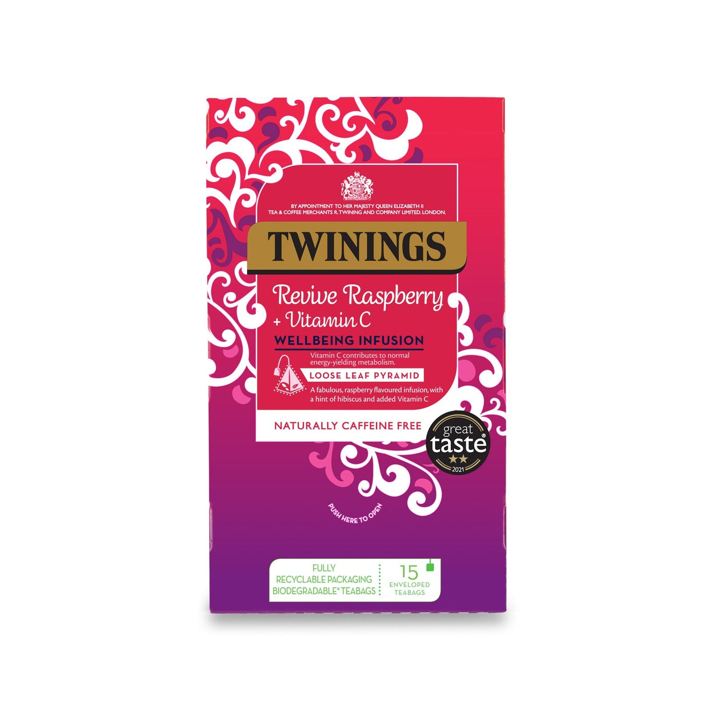 Twinings Premium Raspberry Revive Loose Leaf Pyramid Teabags Enveloped 15's