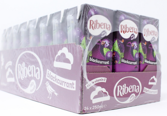 Ribena Blackcurrant Juice Kid Party Vitamin C Flavour Fruit Carton Pack 24x250ml